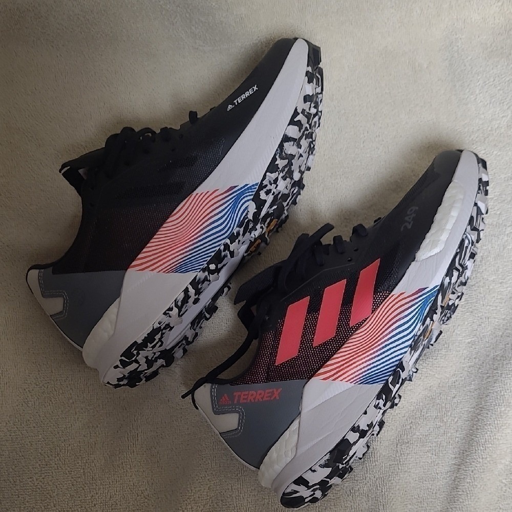 Adidas Terrex Agravic Ultra Trail Running Shoes Black Red Blue Womens 8 - Picture 2 of 6